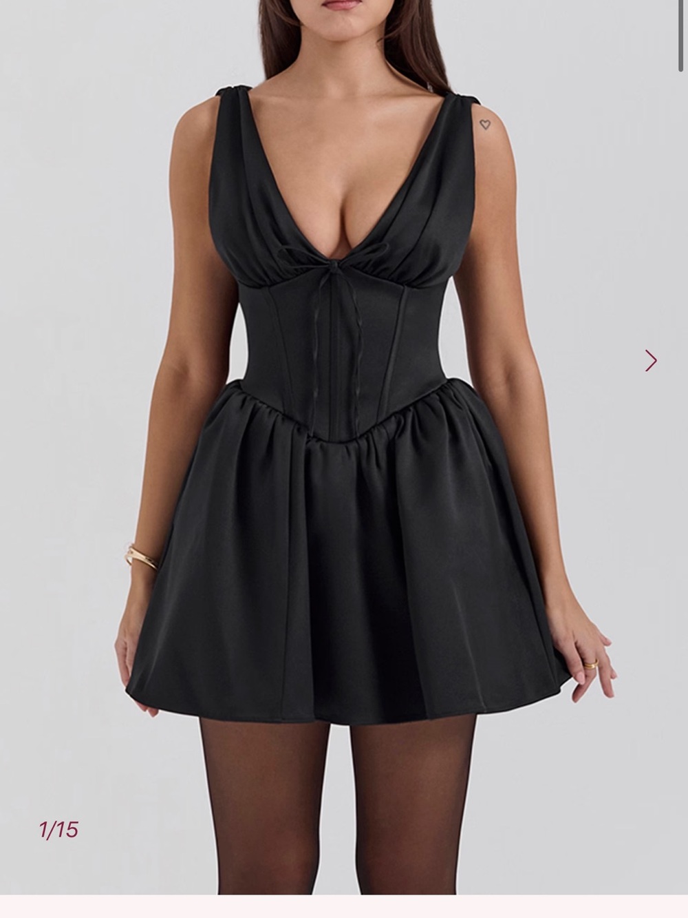 House of CB EMMELIETTE Black Deep-V Corset Mini Dress